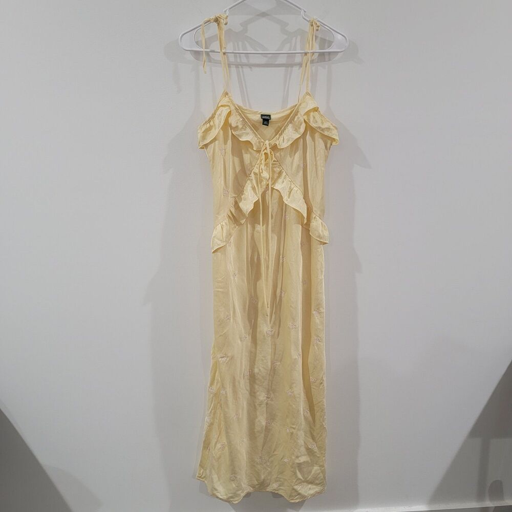 Y2K Wild Fable Womens Babydoll Dress Size Xs Butter Yellow Embroidered Butterfly